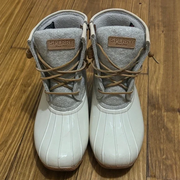 Sperry Women’s Saltwater Wool Duck Boots Size 9.5 Cream/Gray - Picture 2 of 8